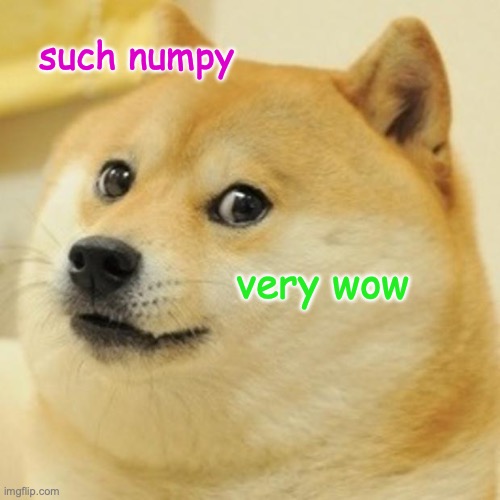 The dog meme which says 'such numpy very wow'